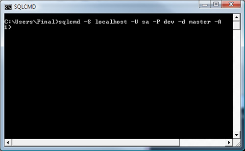 SQL SERVER - sqlcmd - Using a Dedicated Administrator Connection to Kill Currently Running Query sqlcmd_1 