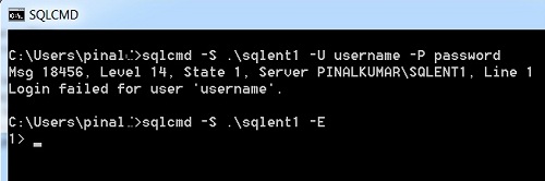 SQL SERVER - Connecting to Server Using Windows Authentication by SQLCMD sqlcmderror 