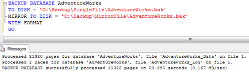 SQL SERVER - Mirrored Backup and Restore and Split File Backup - Introduction sql-mirrored-backup5 