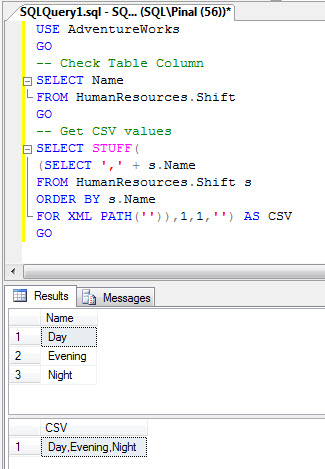 SQL SERVER - Comma Separated Values (CSV) from Table Column - Part 2 stuffsub 