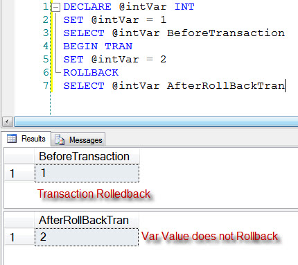 SQL SERVER - Difference Temp Table and Table Variable - Effect of Transaction tran 