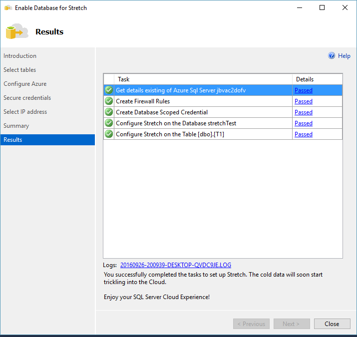 SQL SERVER 2016 - How to Use SQL Server 2016 – Stretch Database - Notes from the Field #127 127-12 