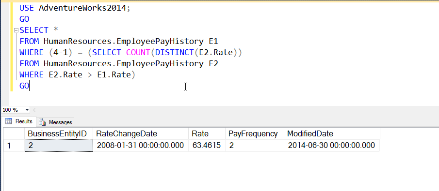 SQL SERVER - Find Nth Highest Record from Database Table 4thhighest 