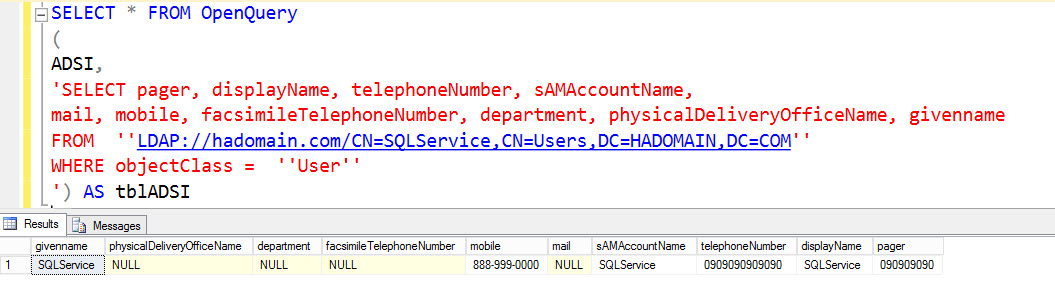 SQL SERVER - How to Query Active Directory Data Using ADSI / LDAP Linked Server ADSI-02 