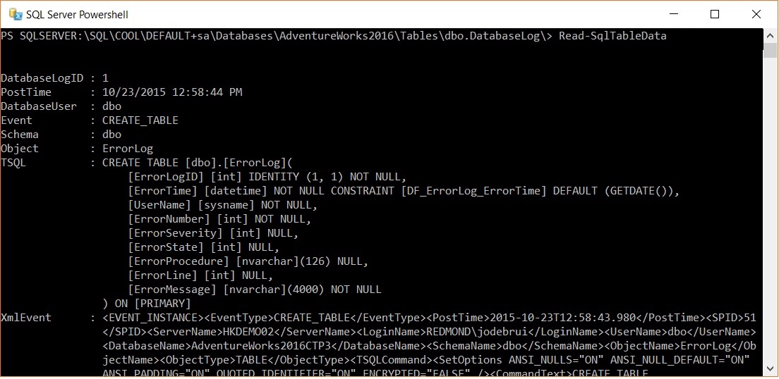 PowerShell - Reading Tables Data Using Script Read-SqlTableData-01 