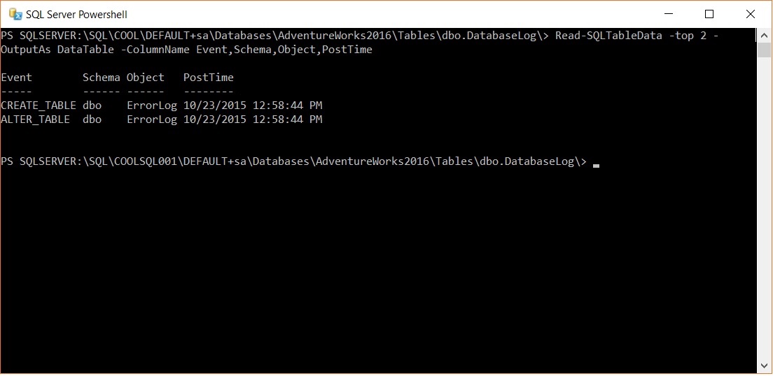 PowerShell - Reading Tables Data Using Script Read-SqlTableData-02 