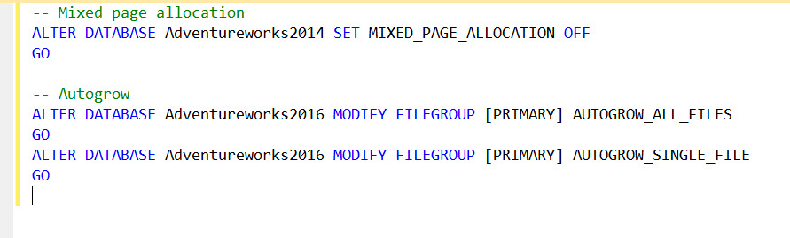 SQL Server 2016 - Introducing AutoGrow and Mixed_Page_Allocations Options - TraceFlags autogrow-mixedpage 