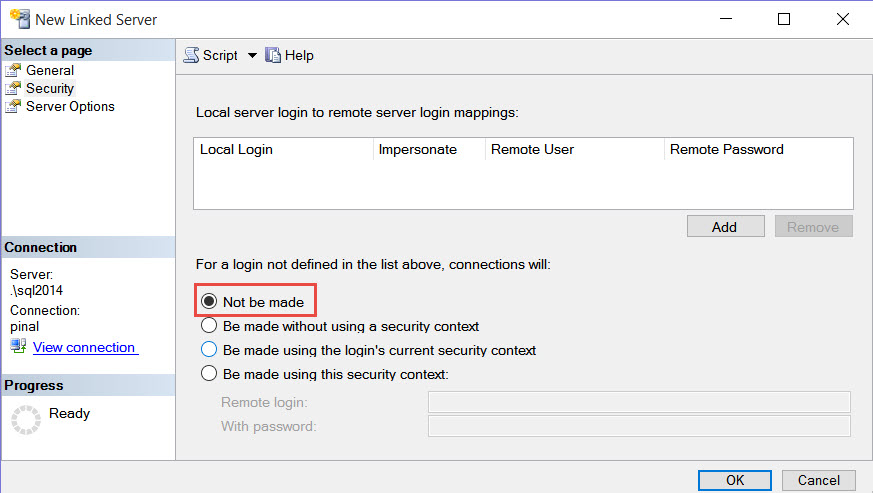 SQL SERVER - FIX - Linked Server Error 7416 - Access to the remote server is denied because no login-mapping exists err-7416-02 