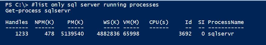 PowerShell Scripts - get-process with SQL Server process get-process-01 