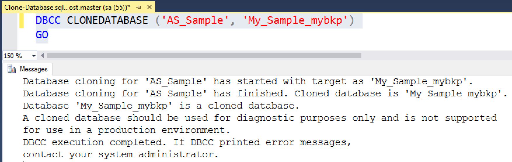SQL SERVER - CLONEDATABASE: Generate Statistics and Schema Only Copy of the Database sql-db-clone-01 