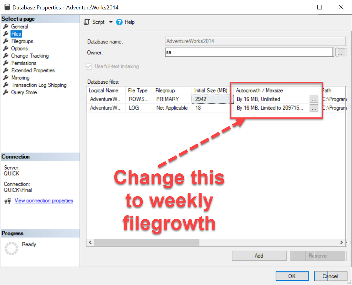 How to Track Autogrowth of Any Database? - Interview Question of the Week #205 autogrowthsettings 