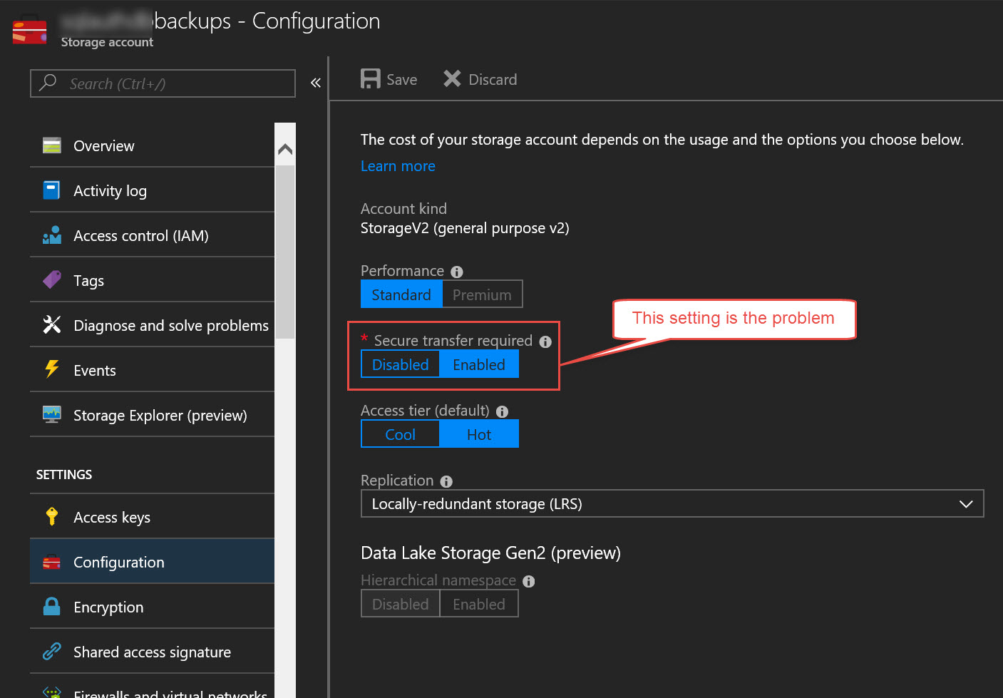 SQL SERVER - Backup to Microsoft Azure Tool - ERROR: Account Verification Failed az-err-04 