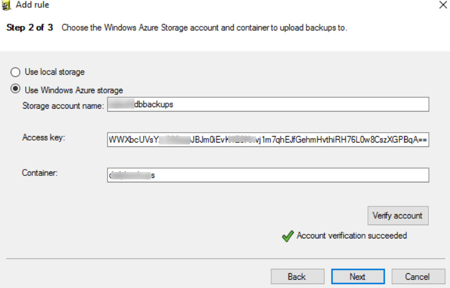 SQL SERVER - Backup to Microsoft Azure Tool - ERROR: Account Verification Failed az-err-05 