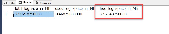 SQL SERVER - Impact of Transaction on the Free Log Space freelog1 