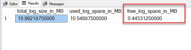 SQL SERVER - Impact of Transaction on the Free Log Space freelog2 