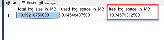 SQL SERVER - Impact of Transaction on the Free Log Space freelog3 