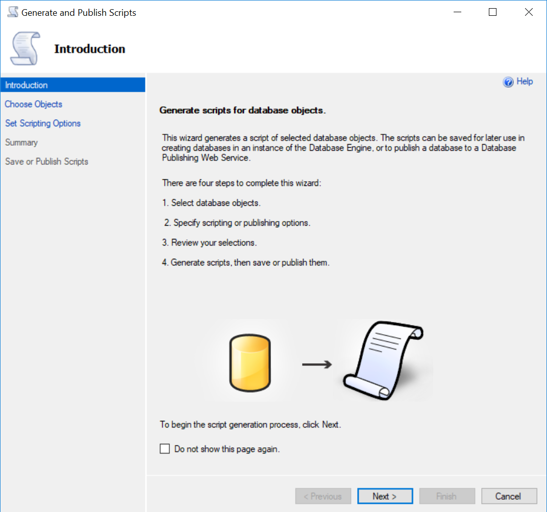 SQL SERVER - Restoring SQL Server 2017 to SQL Server 2005 Using Generate Scripts genscript2 