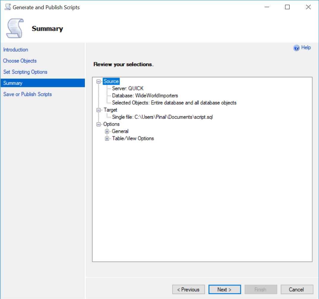 SQL SERVER - Restoring SQL Server 2017 to SQL Server 2005 Using Generate Scripts genscript7 