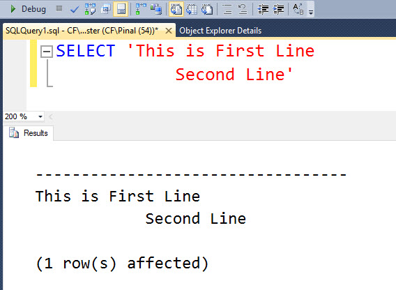 How to Insert Line Break in SQL Server String? - Interview Question of the Week #139 linebreak1 