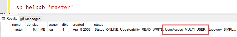 SQL SERVER - Master Database in Single User Mode - A Serious Issue master-single-02 