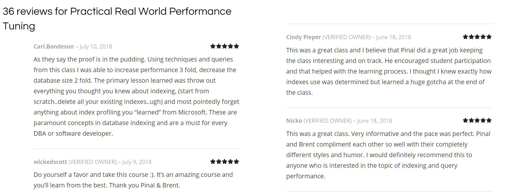 Practical Real World Performance Tuning - Class Preparation and Setup reviews 
