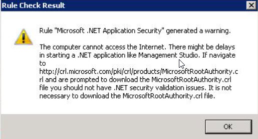 SQL SERVER - Setup Rule: Microsoft .NET Application Security. The computer cannot access the Internet setup-dotnet-warning-02 