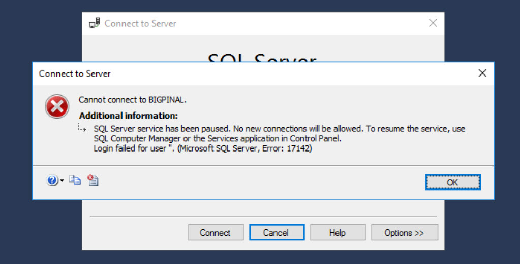 SQL SERVER - Error: 17142 - SQL Server Service has Been Paused. No New Connections Will be Allowed sql-pause-01 