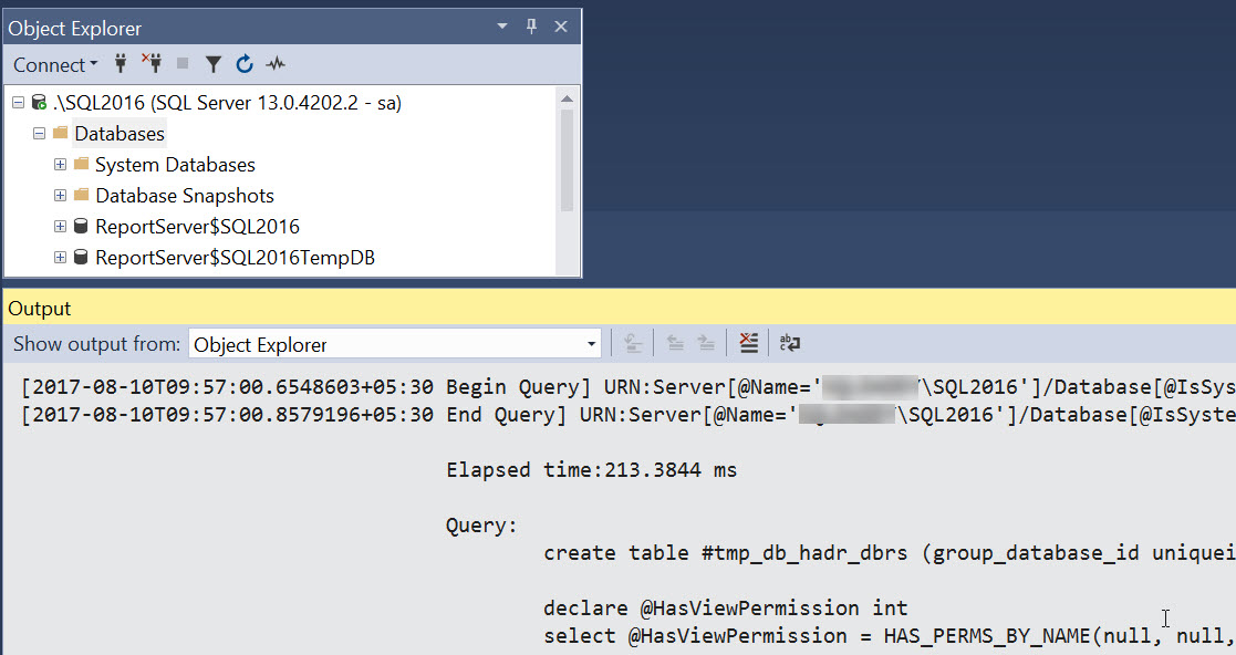SQL Server Management Studio - New Feature - Object Explorer Query Tracking ssms-output-02 