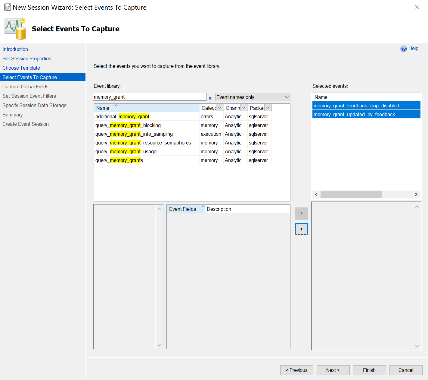 SQL SERVER - Extended Event to Capture Memory Grant Feedback capturememory5 