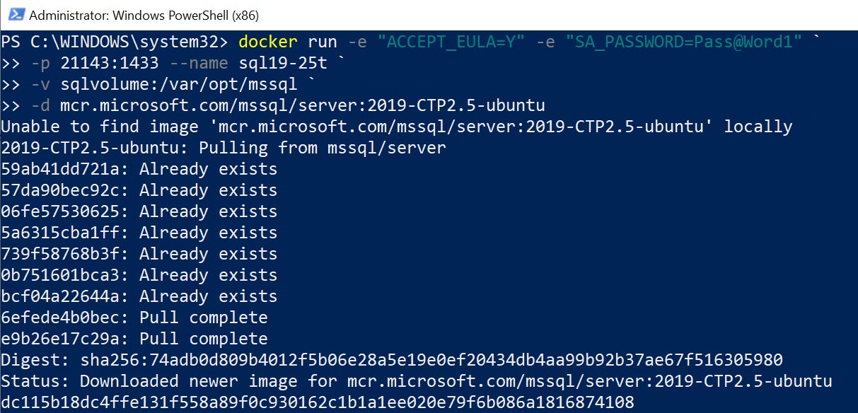 Docker - Running SQL Server Image Without Running Pull Command dockersqlupgrade2 