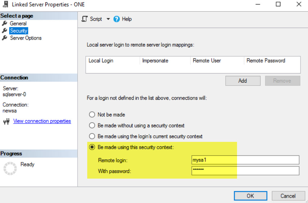 SQL SERVER - FIX: Msg 7416 - Access to the Remote Server is Denied Because No Login-mapping Exists link-srv-err2-04 
