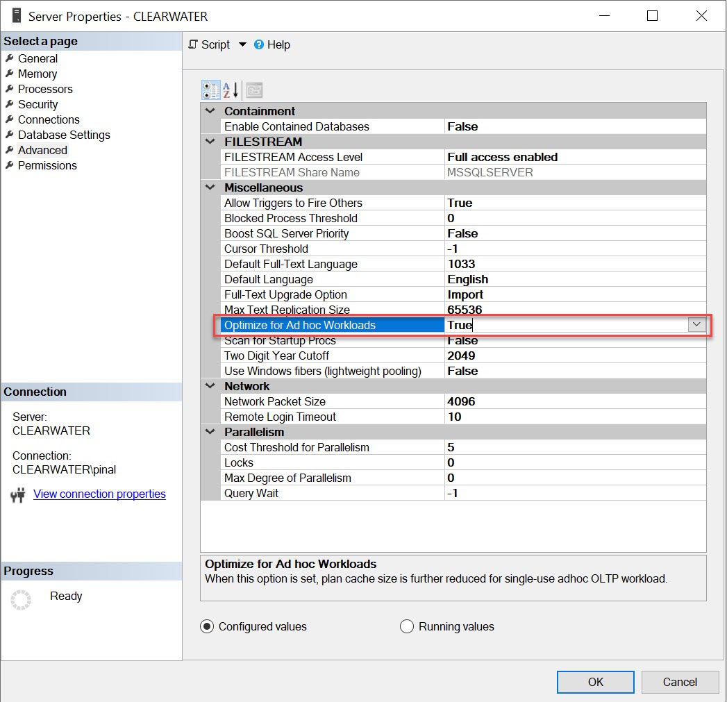 SQL SERVER - AdHoc Queries and Optimize for Adhoc Workloads optadhoc 