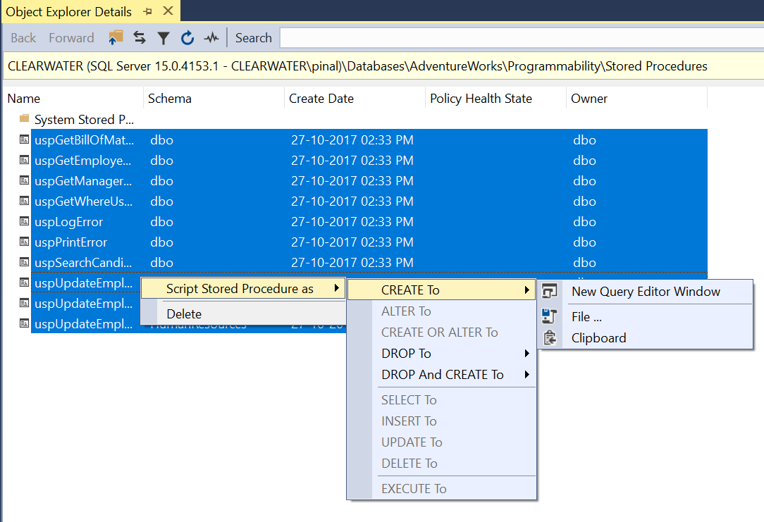 SQL SERVER - Easiest Way to Copy All Stored Procedure Definitions procedure-definitions 