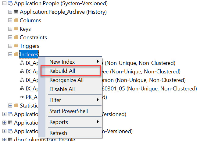 SQL SERVER Management Studio - Rebuild All Indexes on Table rebuild-all1 