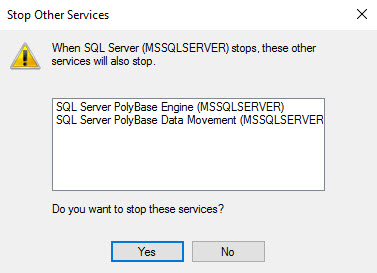SQL SERVER - Error 1051: A Stop Control Has Been Sent to a Service that Other Running Services are Dependent On sql-stop-02 