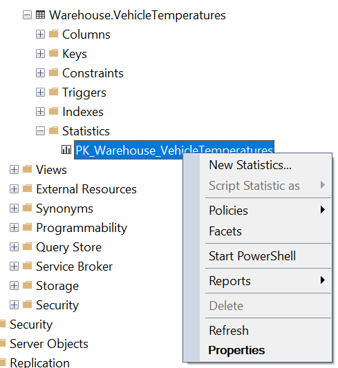 SQL SERVER Management Studio - Update Column Statistics Via SSMS ssms186-0 