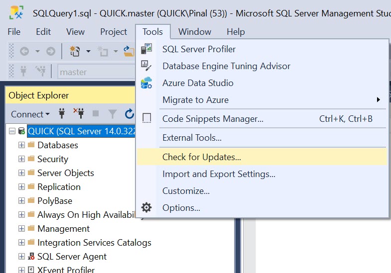 SQL SERVER - Check for Update in SSMS ssmsupdate1 
