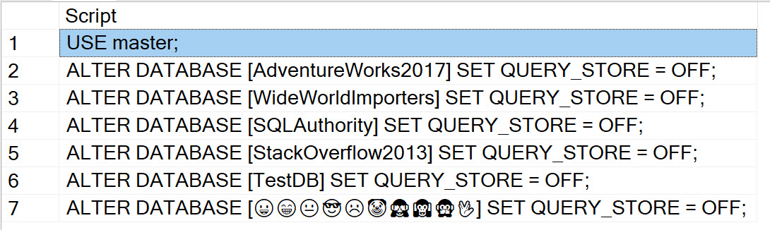 SQL SERVER - Turning OFF or ON Query Store for All the Database turningoff1 