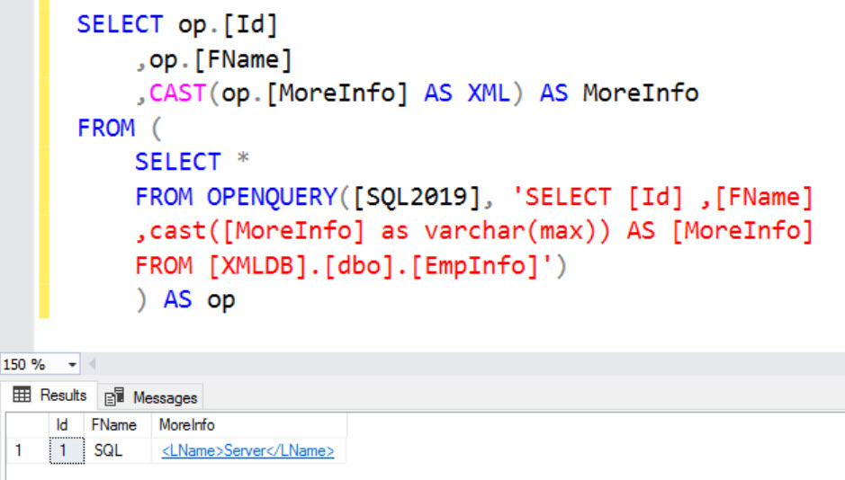 SQL SERVER - FIX: Msg 9514 - XML Data Type is Not Supported in Distributed Queries xml-err-02 