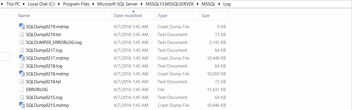 SQL SERVER - Drive Space Full Due to MDMP Files Dumps 