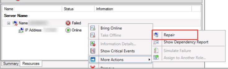 SQL SERVER – Network Name resource fails to come online in a Windows Server 2008 R2 Failover Cluster repair-01 