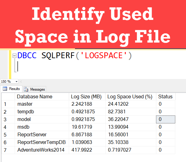 Identify Used Space in Log File- Interview Question of the Week #090 logfilespace 