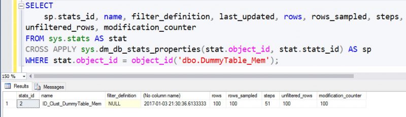 SQL SERVER - Using dm_db_stats_properties With InMemory OLTP Tables db_stats_properties-01-800x231 