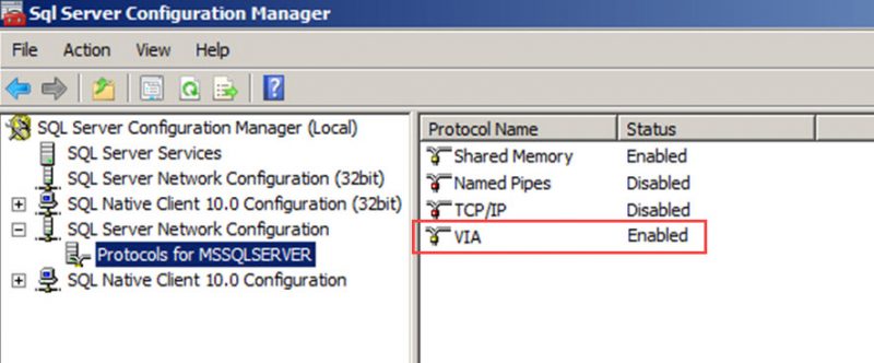 SQL SERVER - FIX: The SQL Server Failed to Initialize VIA Support Library [QLVipl.dll] via-error-01-800x332 