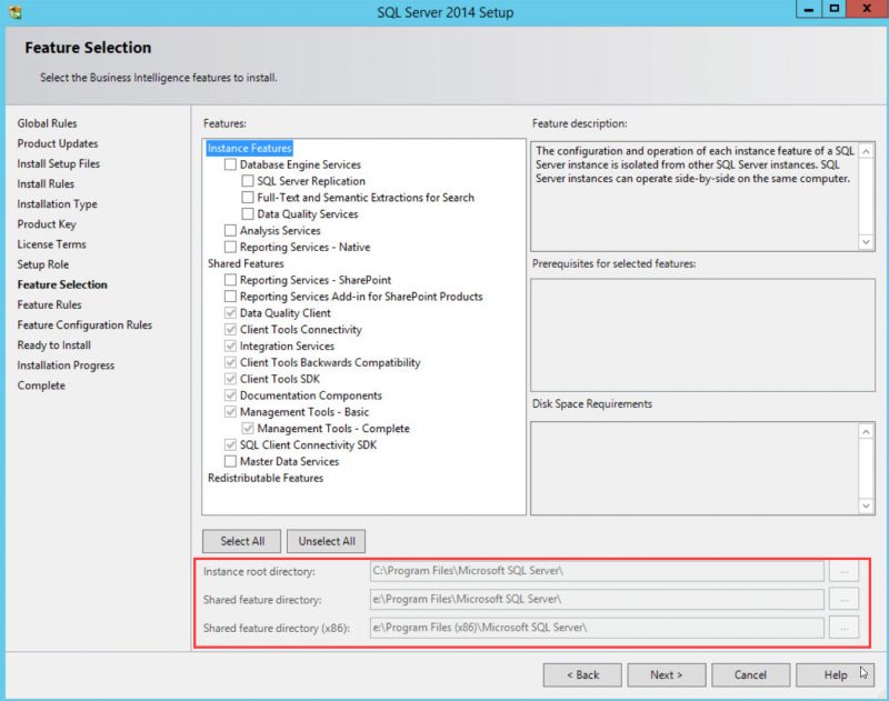 SQL SERVER - Unable to Change "Shared Feature Directory" Under Feature Selection shared-01-800x631 