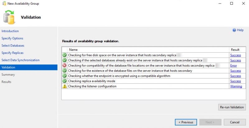 SQL SERVER - AlwaysOn Wizard Error - Checking for Compatibility of the Database File Locations on the Server Instance that Hosts Secondary Replica ao-wiz-01-03-800x413 
