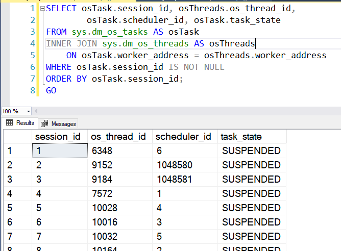 SQL SERVER - OS Threads Used by SQL Scheduler sessionidtoosthreadid 