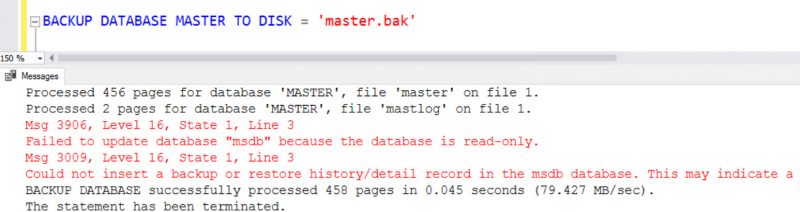 SQL SERVER - FIX: Msg 3009 - Could Not Insert a Backup or Restore History Detail Record in the MSDB Database msdb-err-3009-01-800x212 