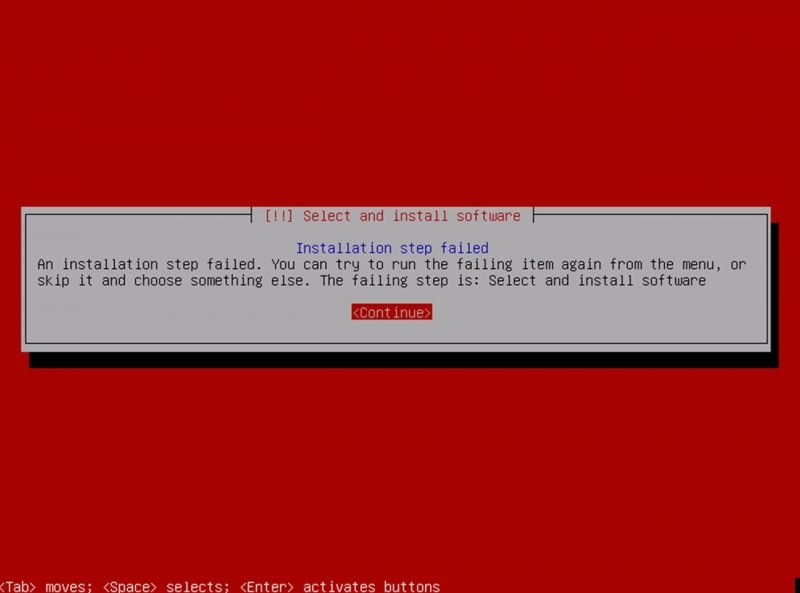 Kali Linux Installation Error Fix: An installation step failed. You can try to run the failing item again from the menu, or skip it and choose something else kalifailed-800x593 